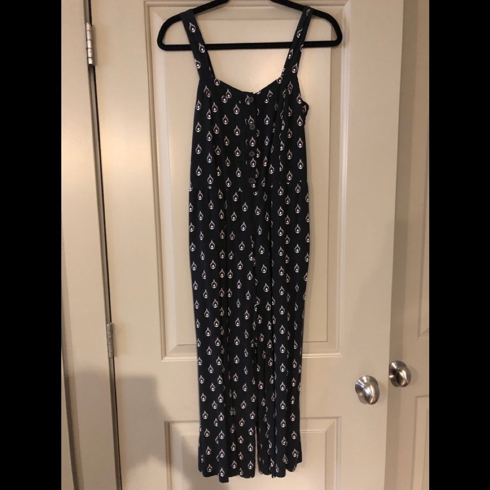 Loft Black Patterned Jumpsuit